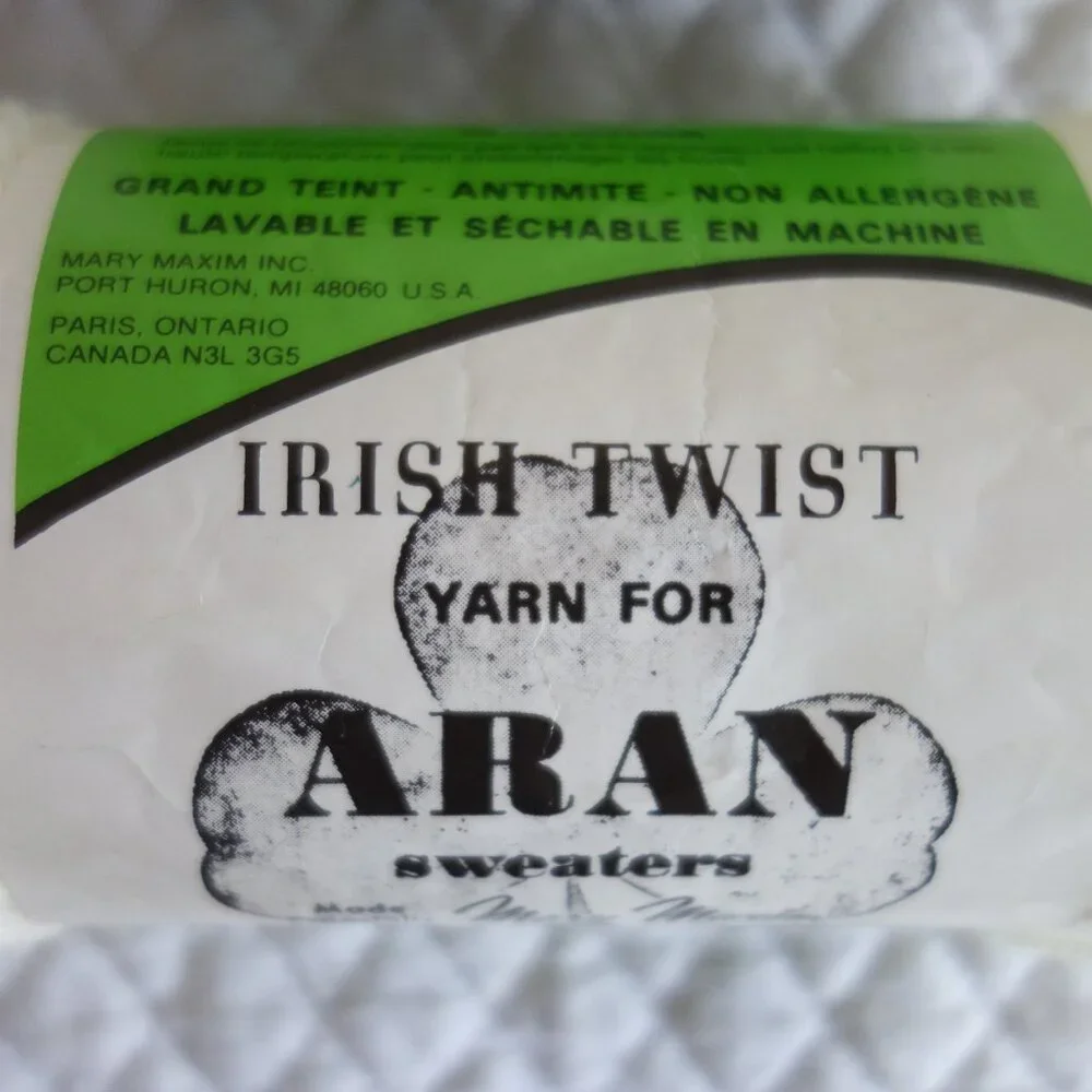 Lot of 3 Vtg MARY MAXIM Aran Irish Twist Yarn – “Natural” – 3.5 oz each
